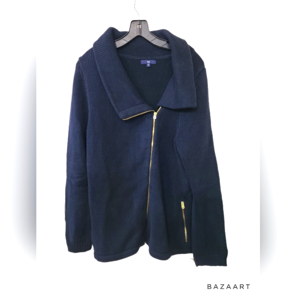 Gap Navy Blue Zip Up Sweater Americana